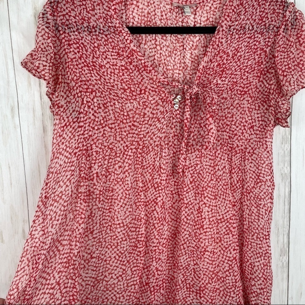 Joie red silk sheer tie blouse xs - Picture 4 of 6